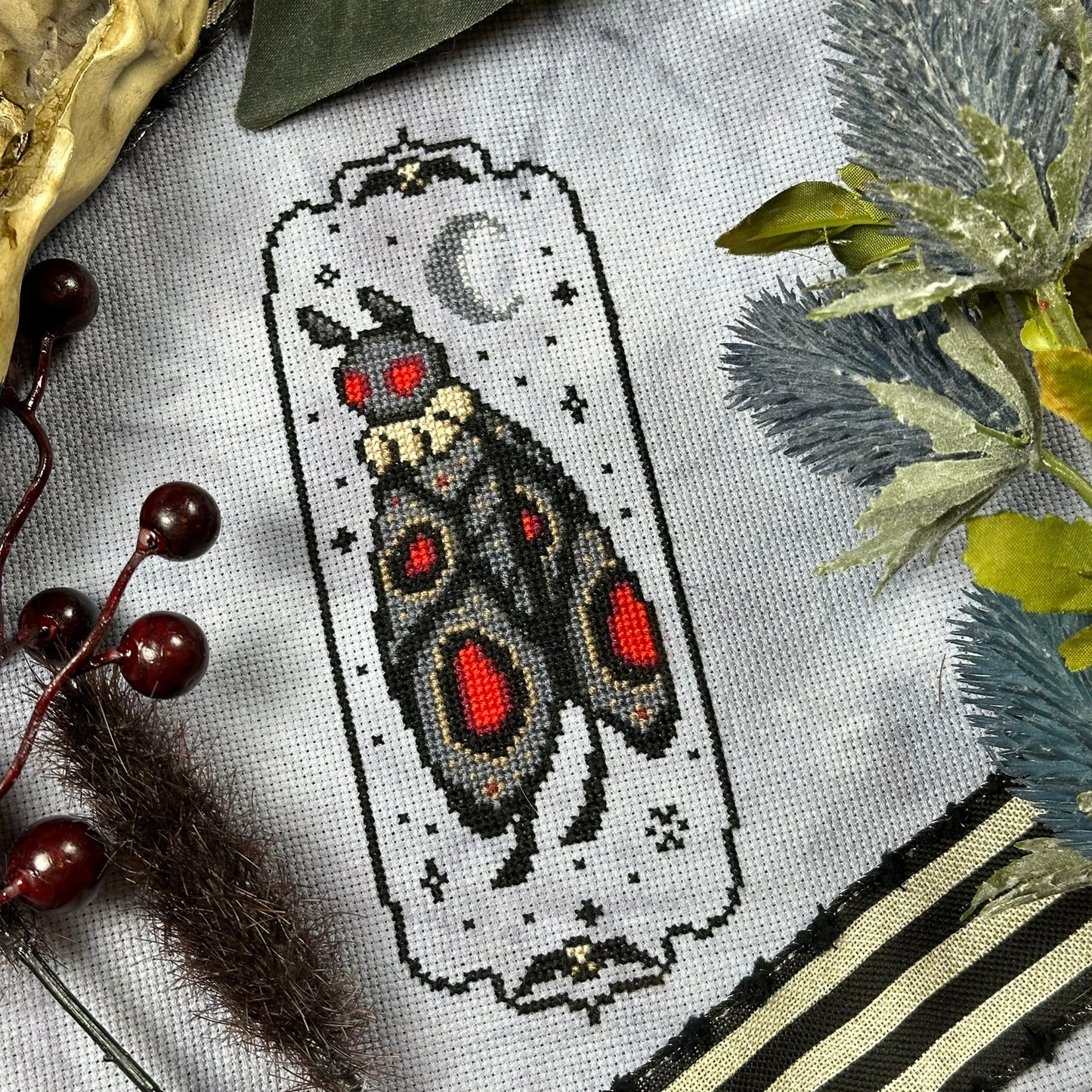 Mothman Cryptid Culture - PDF Cross Stitch Pattern